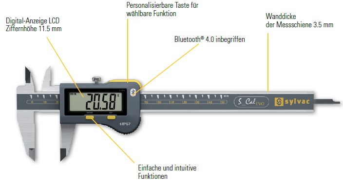 Digitaler Messschieber Sylvac S_Cal EVO Bluetooth® µm 150 mm (6 inch)