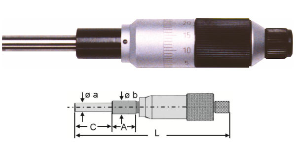 Standard Einbaumessschraube parallaxfrei 0 - 25 mm