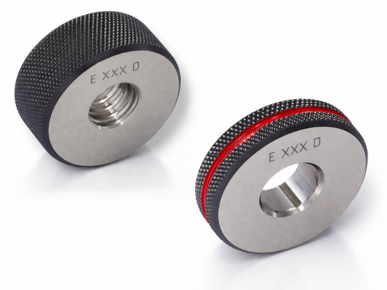 <strong>Gut- und Ausschussgewindelehrringe für Edisongewinde nach DIN 40400</strong> dienen zur präzisen Prüfung von Außengewinden an Lampensockeln und vergleichbaren Bauteilen.