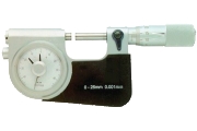 Mikrometerschraube mit einer Spindel einer Messuhr - Feinzeiger Messschraube mit Ablesung in Mikrometer. Mit Ambossanlüftung.