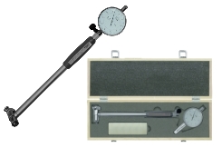 Innenmessgeräte mit wechselbaren Tastbolzen, Messflächen aus Hartmetall, mit analoger Messuhr. Messbereiche von 6 mm bis 250 mm, abhängig vom Typ.