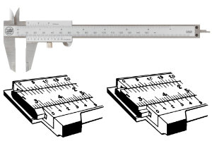 Messschieber nach DIN862 mit parallaxfreier Nonius Ablesung 0,05 mm oder 0,02 mm. Für Messbereiche bis 150 mm. Messschieber mit Feststellschraube oder Momentklemme. Nonius in Doppel-Prismenführung.